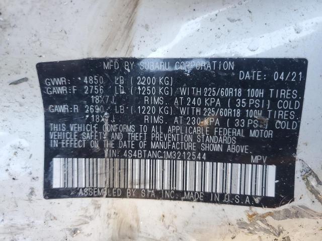 Photo 14 from auction – 2021 SUBARU OUTBACK LI with VIN 4S4BTANC1M3212544
