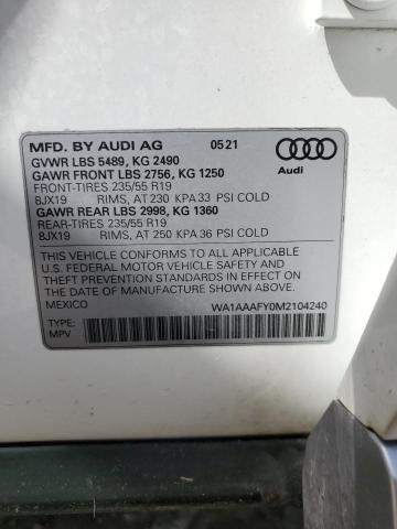 Photo 14 from auction – 2021 AUDI Q5 PREMIUM with VIN WA1AAAFY0M2104240