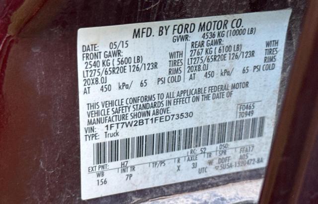 Photo 10 from auction – 2015 FORD F250 SUPER with VIN 1FT7W2BT1FED73530