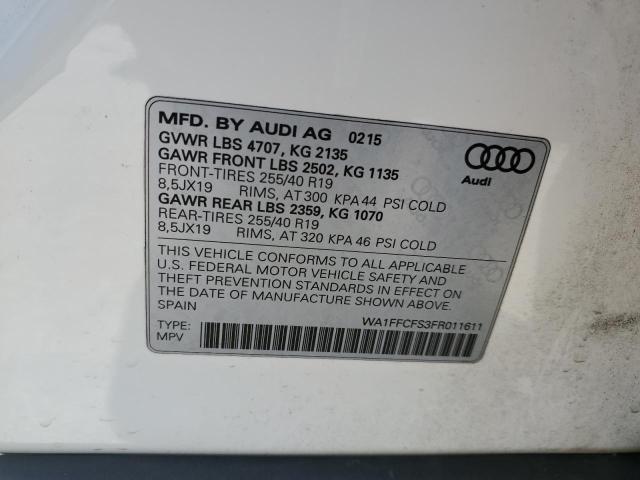 Photo 14 from auction – 2015 AUDI Q3 PRESTIG with VIN WA1FFCFS3FR011611
