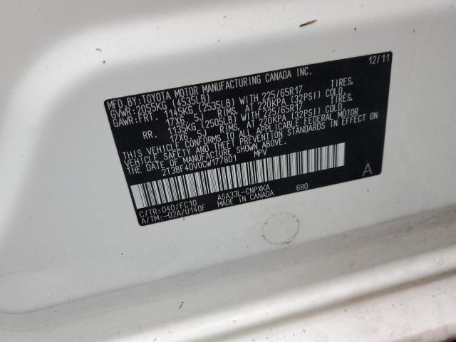 Photo 14 from auction – 2012 TOYOTA RAV4 with VIN 2T3BF4DV0CW177801