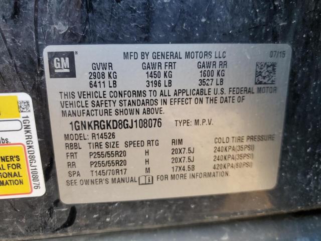 Photo 14 from auction – 2016 CHEVROLET TRAVERSE L with VIN 1GNKRGKD8GJ108076