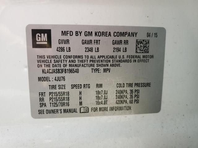 Photo 14 from auction – 2015 BUICK ENCORE with VIN KL4CJASB3FB196540