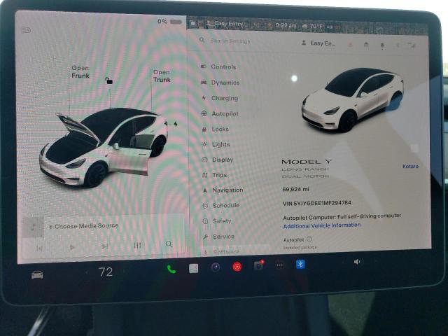 Photo 9 from auction – 2021 TESLA MODEL Y with VIN 5YJYGDEE1MF294784