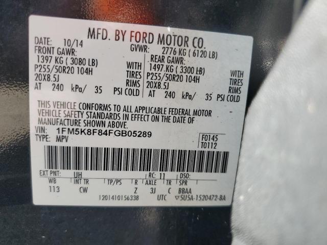 Photo 14 from auction – 2015 FORD EXPLORER L with VIN 1FM5K8F84FGB05289