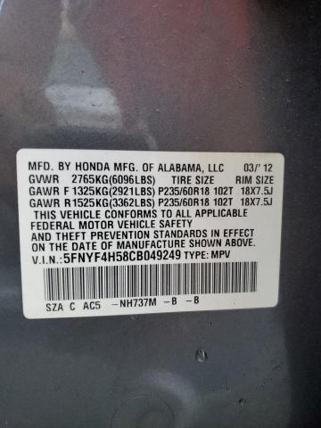 Photo 14 from auction – 2012 HONDA PILOT EXL with VIN 5FNYF4H58CB049249