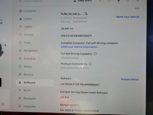 Photo 9 from auction – 2021 TESLA MODEL 3 with VIN 5YJ3E1EBXMF938271