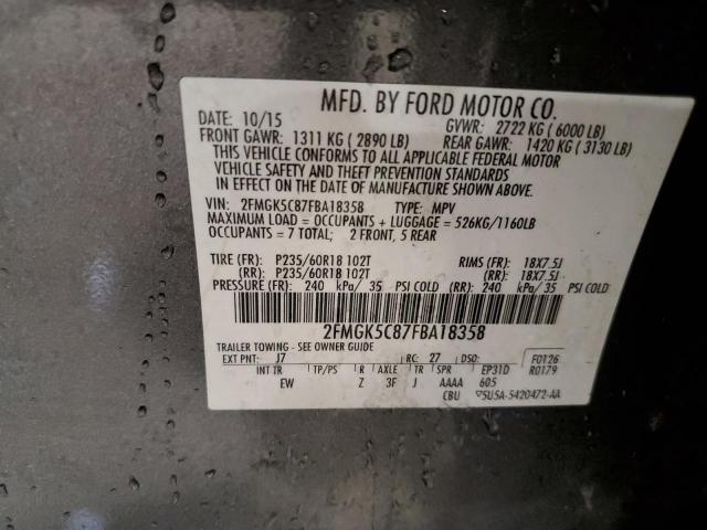 Photo 14 from auction – 2015 FORD FLEX SEL with VIN 2FMGK5C87FBA18358