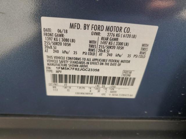 Photo 14 from auction – 2018 FORD EXPLORER L with VIN 1FM5K7F82JGC23358