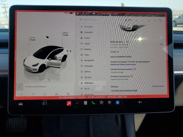 Photo 9 from auction – 2023 TESLA MODEL 3 with VIN 5YJ3E1EB5PF712336