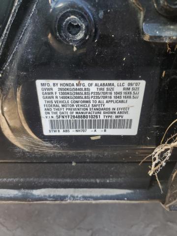 Photo 14 from auction – 2008 HONDA PILOT EX with VIN 5FNYF28488B010261