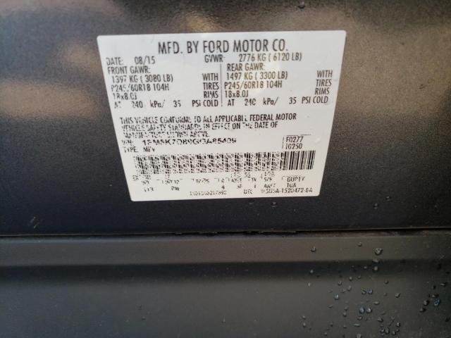 Photo 14 from auction – 2016 FORD EXPLORER X with VIN 1FM5K7D89GGA85409