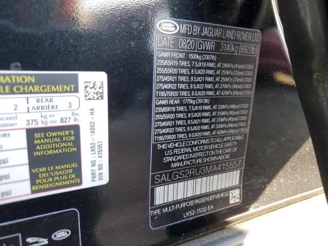 Photo 14 from auction – 2021 LAND ROVER RANGE ROVE with VIN SALGS2RU3MA415557