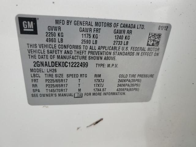 Photo 14 from auction – 2012 CHEVROLET EQUINOX LT with VIN 2GNALDEK0C1222499