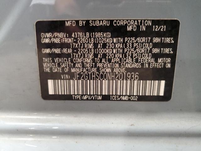 Photo 14 from auction – 2022 SUBARU CROSSTREK with VIN JF2GTHSC0NH201936