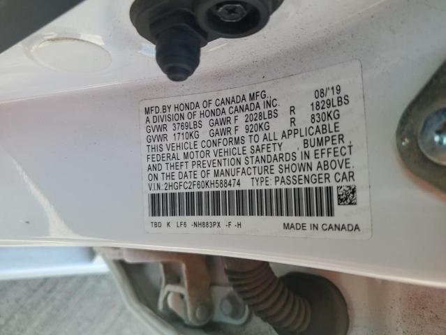 Photo 14 from auction – 2019 HONDA CIVIC LX with VIN 2HGFC2F60KH588474