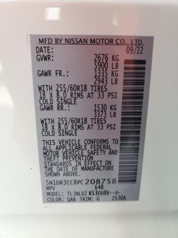 Photo 14 from auction – 2023 NISSAN PATHFINDER with VIN 5N1DR3CC8PC208758