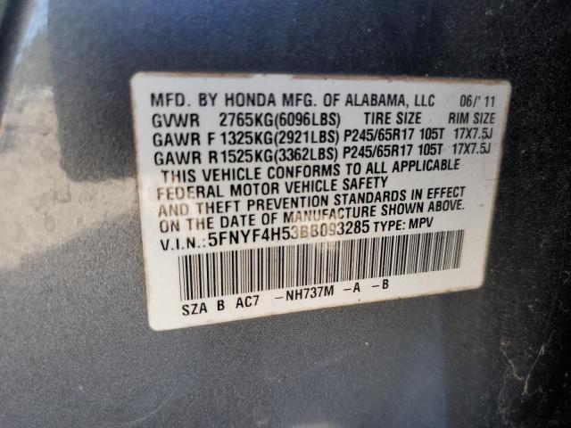 Photo 14 from auction – 2011 HONDA PILOT EXL with VIN 5FNYF4H53BB093285