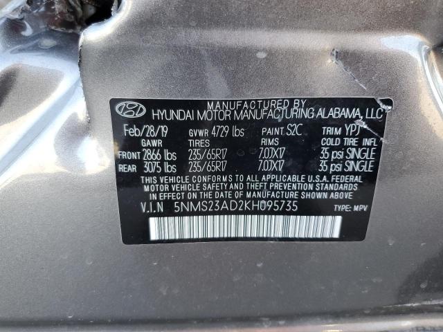 Photo 14 from auction – 2019 HYUNDAI SANTA FE S with VIN 5NMS23AD2KH095735