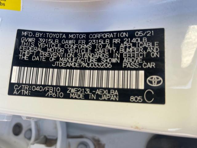 Photo 10 from auction – 2021 TOYOTA COROLLA LE with VIN JTDEAMDE7MJ033206