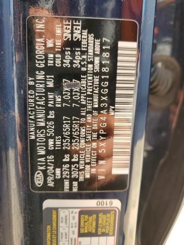 Photo 14 from auction – 2016 KIA SORENTO LX with VIN 5XYPG4A3XGG181817