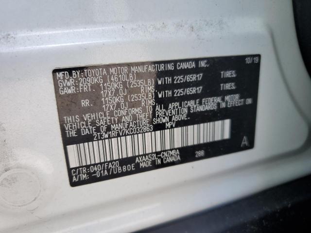 Photo 14 from auction – 2019 TOYOTA RAV4 XLE with VIN 2T3W1RFV7KC032863