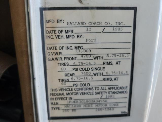 Photo 10 from auction – 1986 FORD ECONOLINE with VIN 1FDKE30L8GHA04956