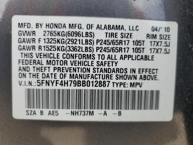 Photo 14 from auction – 2011 HONDA PILOT EXLN with VIN 5FNYF4H79BB012887