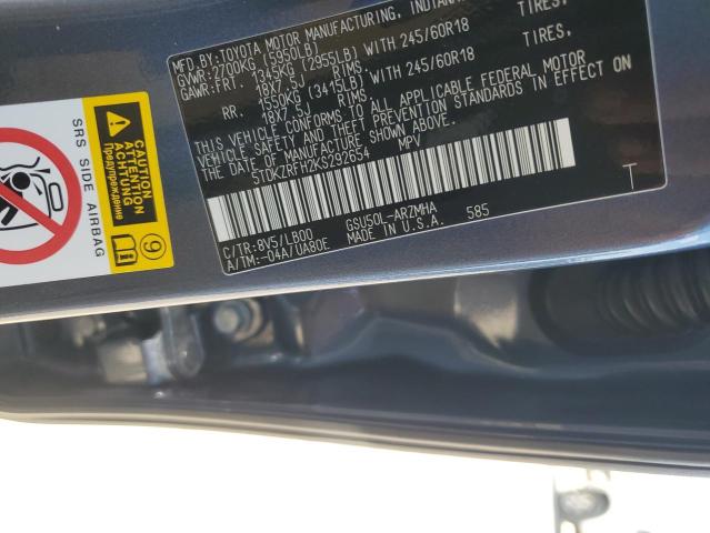 Photo 14 from auction – 2019 TOYOTA HIGHLANDER with VIN 5TDKZRFH2KS292654