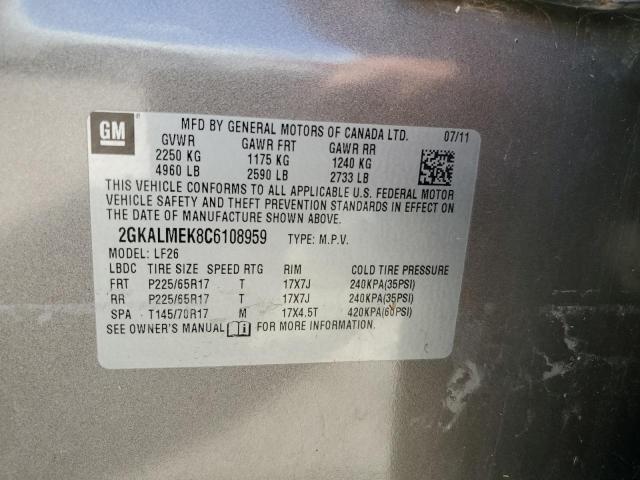 Photo 14 from auction – 2012 GMC TERRAIN SL with VIN 2GKALMEK8C6108959