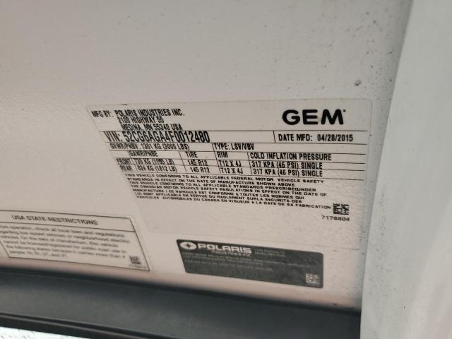 Photo 10 from auction – 2015 GEM GOLF CART with VIN 52CG6AGA4F0012480