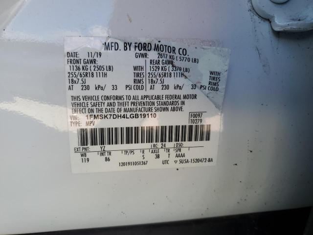 Photo 14 from auction – 2020 FORD EXPLORER X with VIN 1FMSK7DH4LGB19110