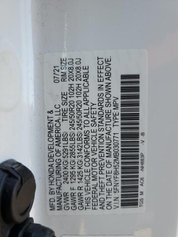 Photo 14 from auction – 2021 HONDA PASSPORT E with VIN 5FNYF8H52MB030771