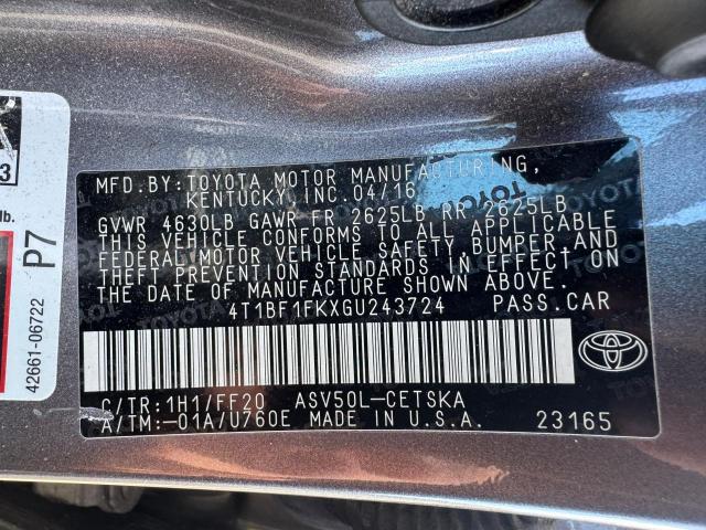 Photo 10 from auction – 2016 TOYOTA CAMRY LE with VIN 4T1BF1FKXGU243724