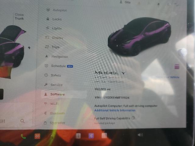 Photo 9 from auction – 2021 TESLA MODEL Y with VIN 5YJYGDEE4MF111524