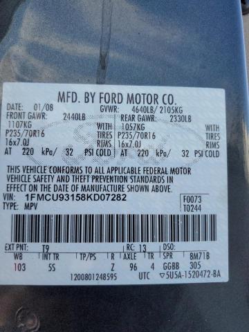 Photo 14 from auction – 2008 FORD ESCAPE XLT with VIN 1FMCU93158KD07282
