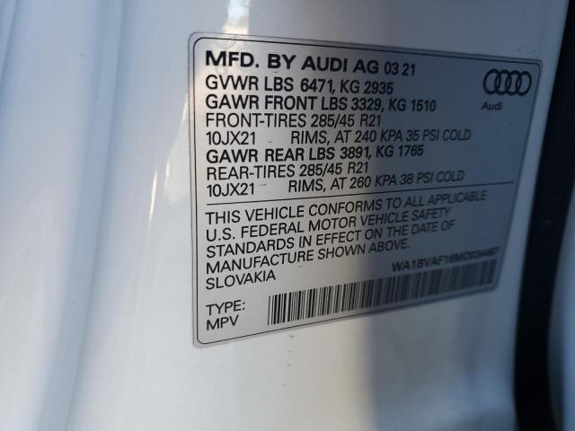 Photo 14 from auction – 2021 AUDI Q8 PREMIUM with VIN WA1BVAF16MD034467