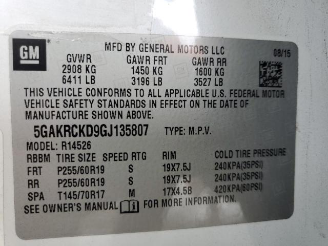 Photo 14 from auction – 2016 BUICK ENCLAVE with VIN 5GAKRCKD9GJ135807