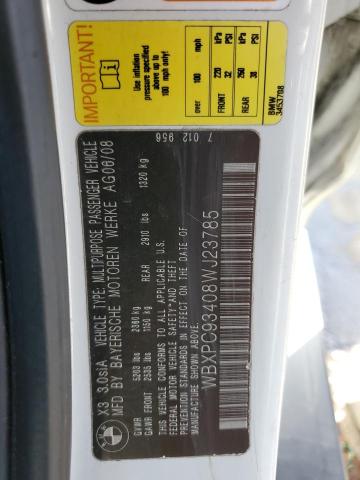 Photo 14 from auction – 2008 BMW X3 3.0SI with VIN WBXPC93408WJ23785