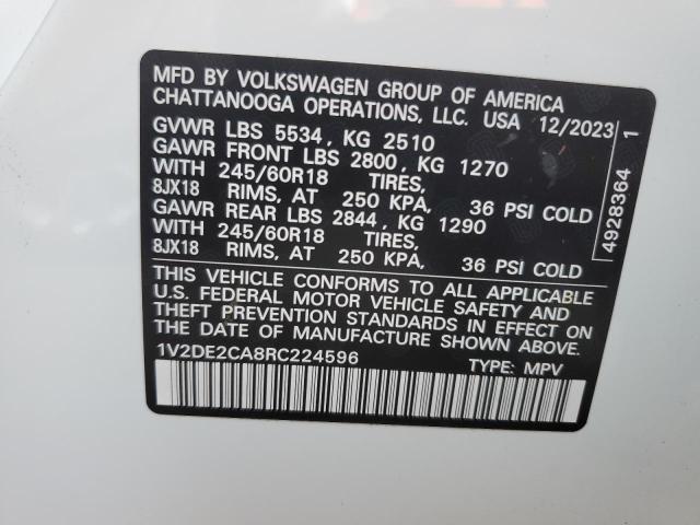 Photo 14 from auction – 2024 VOLKSWAGEN ATLAS CROS with VIN 1V2DE2CA8RC224596