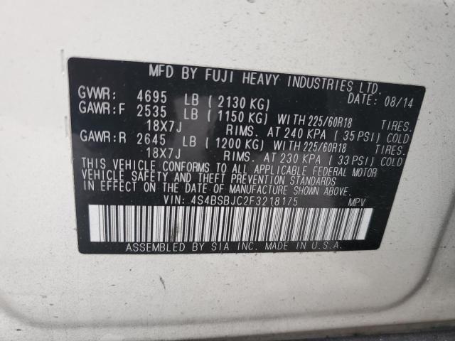 Photo 14 from auction – 2015 SUBARU OUTBACK 2. with VIN 4S4BSBJC2F3218175