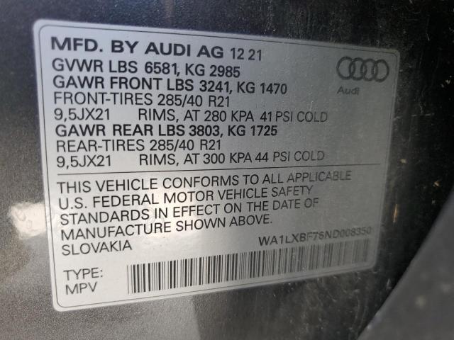 Photo 14 from auction – 2022 AUDI Q7 PREMIUM with VIN WA1LXBF76ND008350