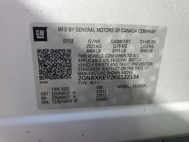 Photo 14 from auction – 2019 CHEVROLET EQUINOX LT with VIN 2GNAXKEV2K6122134