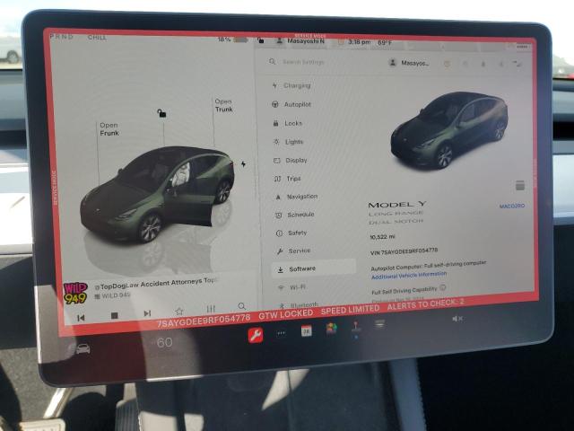 Photo 9 from auction – 2024 TESLA MODEL Y with VIN 7SAYGDEE9RF054778