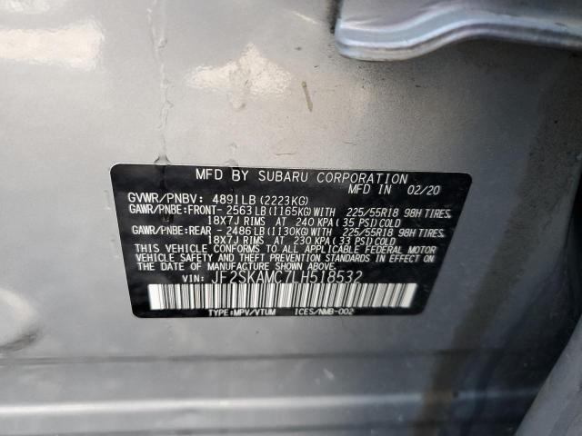 Photo 10 from auction – 2020 SUBARU FORESTER S with VIN JF2SKAMC7LH518532