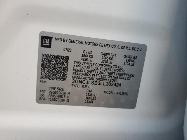 Photo 14 from auction – 2020 CHEVROLET TRAX 1LT with VIN 3GNCJLSB3LL302424