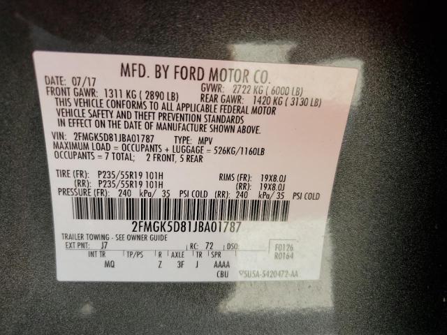 Photo 14 from auction – 2018 FORD FLEX LIMIT with VIN 2FMGK5D81JBA01787