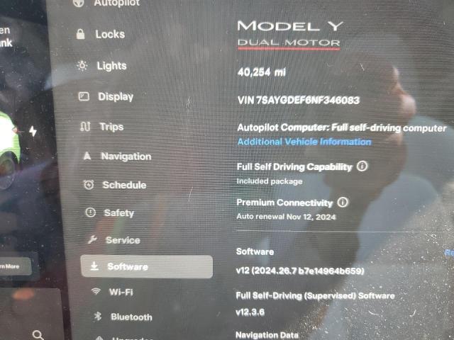 Photo 9 from auction – 2022 TESLA MODEL Y with VIN 7SAYGDEF6NF346083