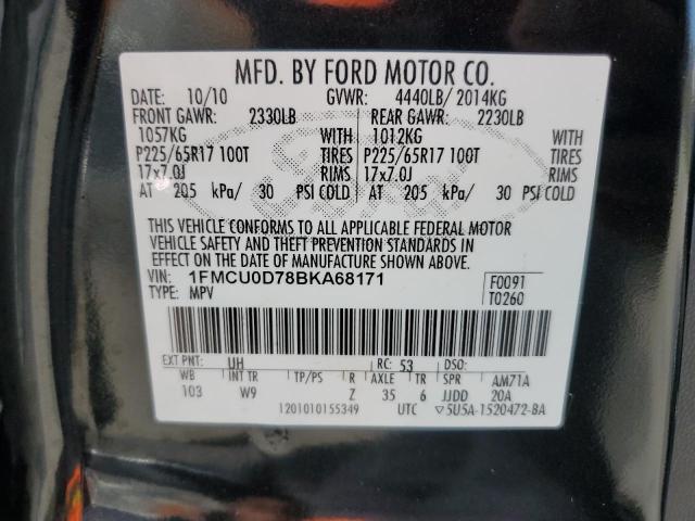 Photo 14 from auction – 2011 FORD ESCAPE XLT with VIN 1FMCU0D78BKA68171