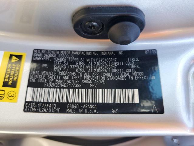 Photo 14 from auction – 2013 TOYOTA HIGHLANDER with VIN 5TDZK3EH4DS127399